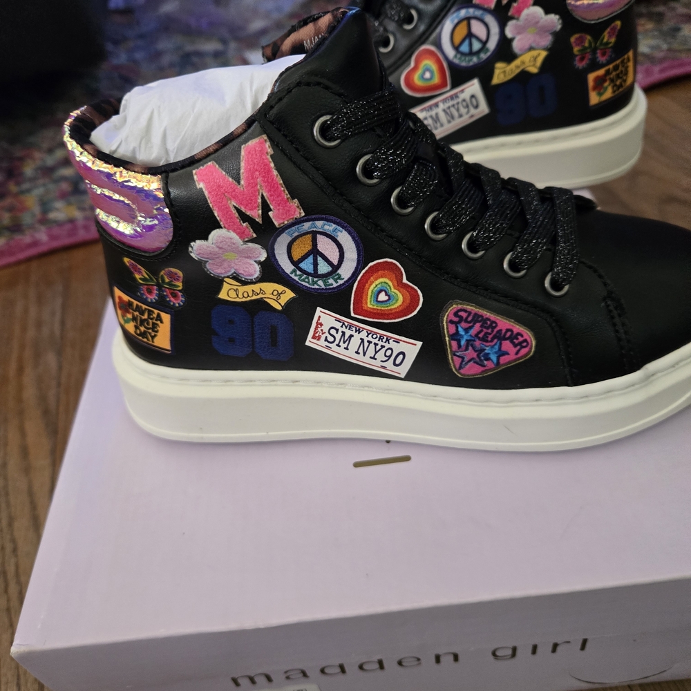 Girls Super Cute & Colorful Madden Girl MJane Black Multi High-Top Sneakers